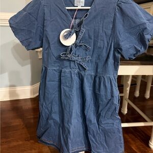 Umgee Blue Mini Dress with Bow Detail